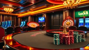 Thu hút người chơi tại một casino sang trọng, giới thiệu https://luck8.net trong một cảnh cá cược sôi động.