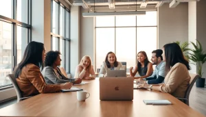 Die Personalvermittlung präsentiert eine professionelle Geschäftsdiskussion in einem modernen Büro.