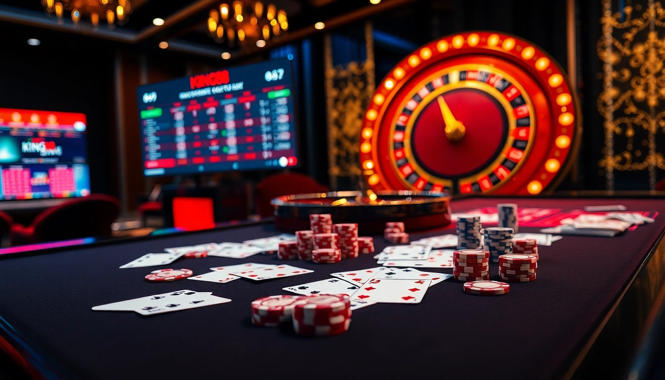 king88 poker chips and betting slips on a luxurious casino table showcasing online gambling excitement