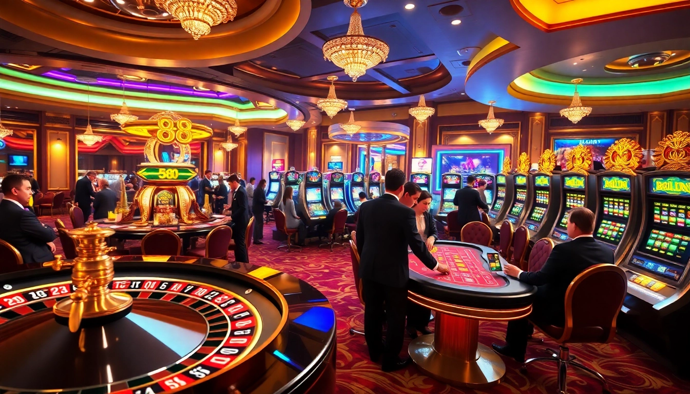 Experience the thrilling 88i game action with players at a luxurious casino, showcasing excitement and strategy.