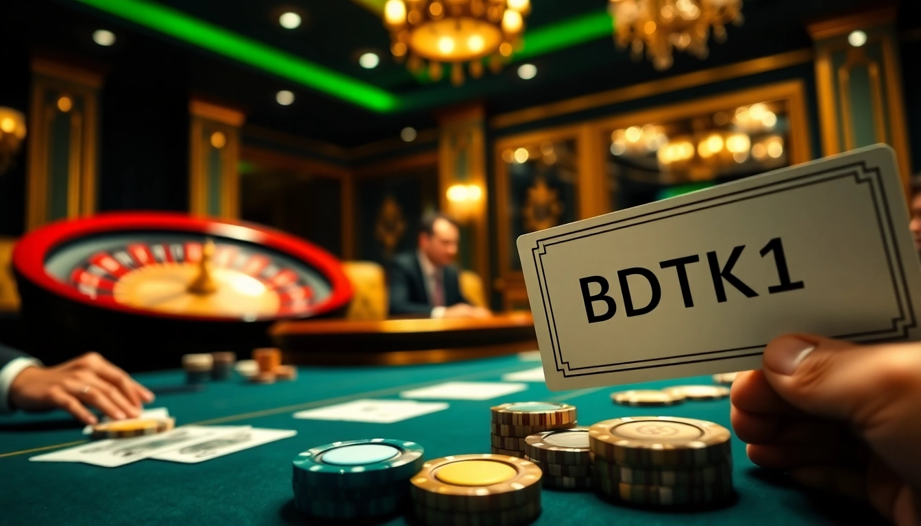 Players focus on their hands at a vibrant casino poker table featuring BDTK1 betting strategies.