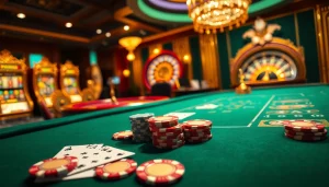 Players enjoying a thrilling game at the WW88 poker table with vibrant casino ambiance.