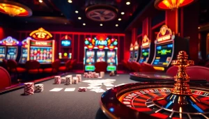Grab the excitement at https://fa88.exchange/ with poker chips and cards in a stylish casino scene.