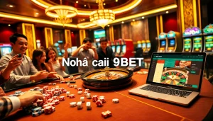 The thrilling atmosphere of a casino showcasing diverse gaming options with Nhà cái 9BET at the center of action.