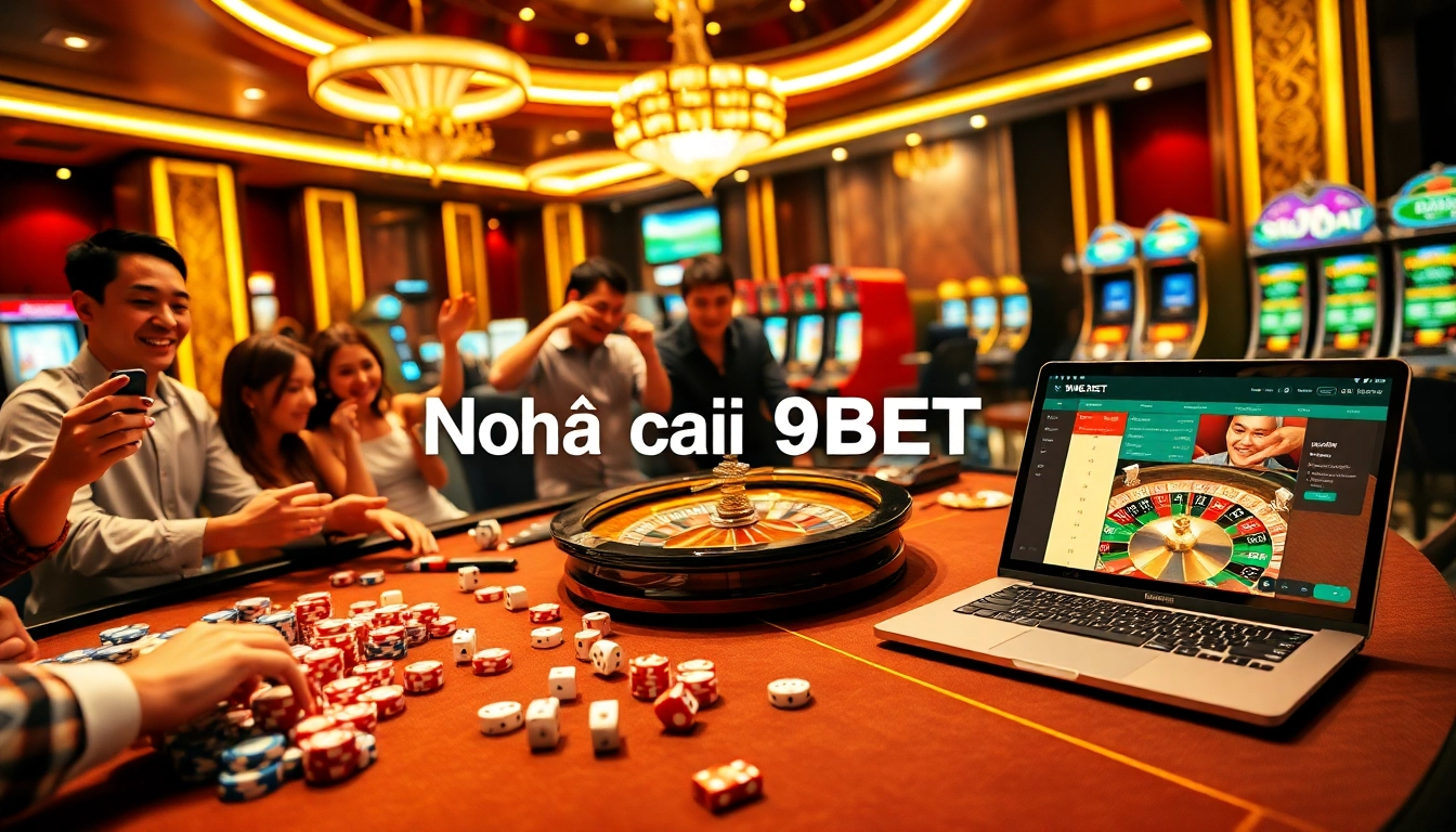 The thrilling atmosphere of a casino showcasing diverse gaming options with Nhà cái 9BET at the center of action.