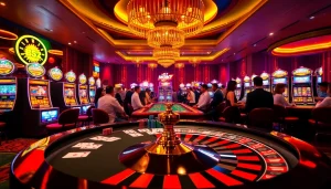 B52 Club poker table with vibrant chips and cards, illustrating a luxury casino atmosphere.