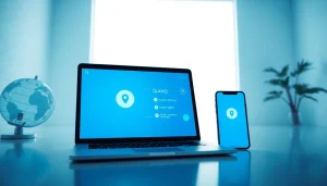 在专业工作区多设备上展示高速度 VPN 连接的 QuickQ下载