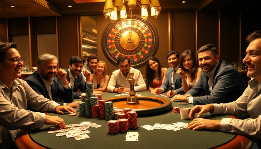 High-stakes poker scene showcasing excitement in a 2026 hidden wiki casino setting with vibrant chips and cards.