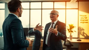 Headhunter Ingenieure in einem modernen Büro bei der Interaktion mit einem Kandidaten.