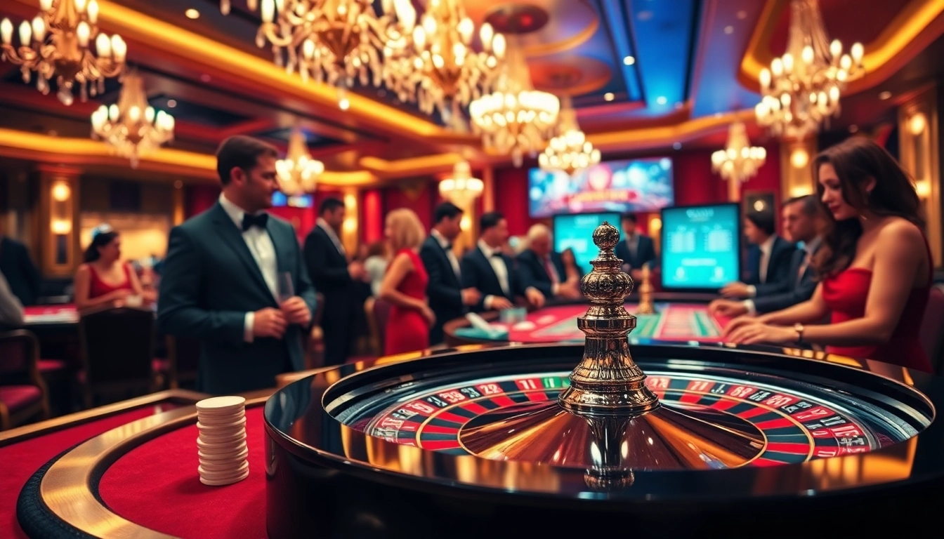 Casino spiele.de: Players enjoying a thrilling game at an elegant roulette table.