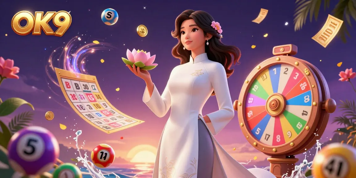 Engage with OK9's thrilling gaming experience featuring vibrant elements like lottery balls and prizes.