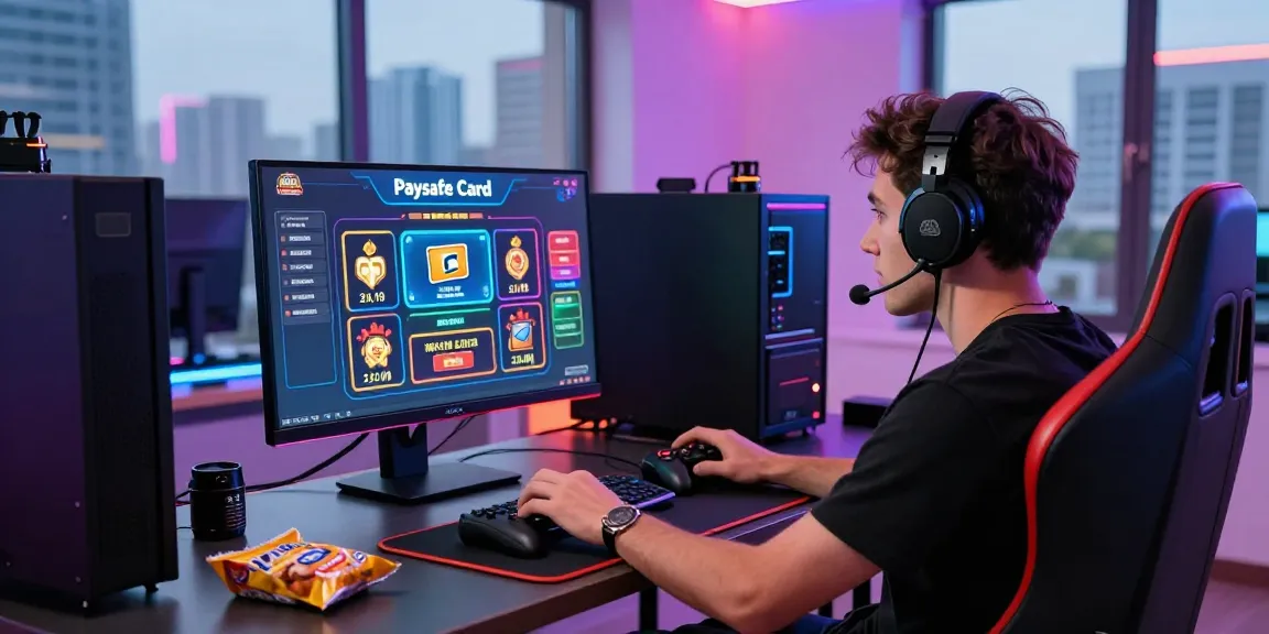Spieler in ein aufregendes Paysafe Card Casino-Erlebnis in einer modernen Gaming-Umgebung vertieft.