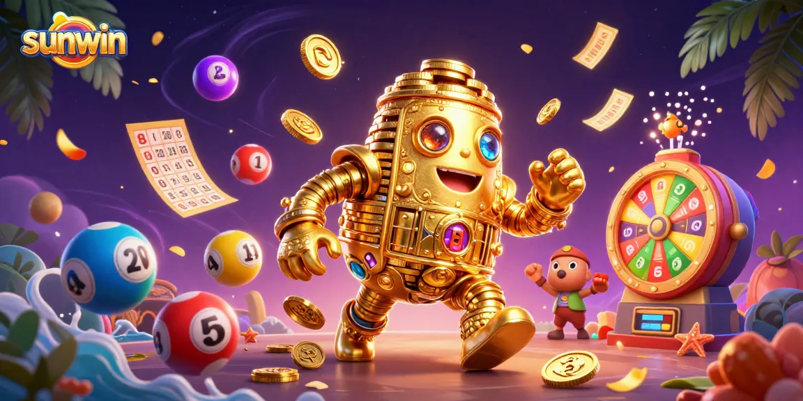 Engage with the sunwin golem in a vibrant casino scene filled with colorful games.